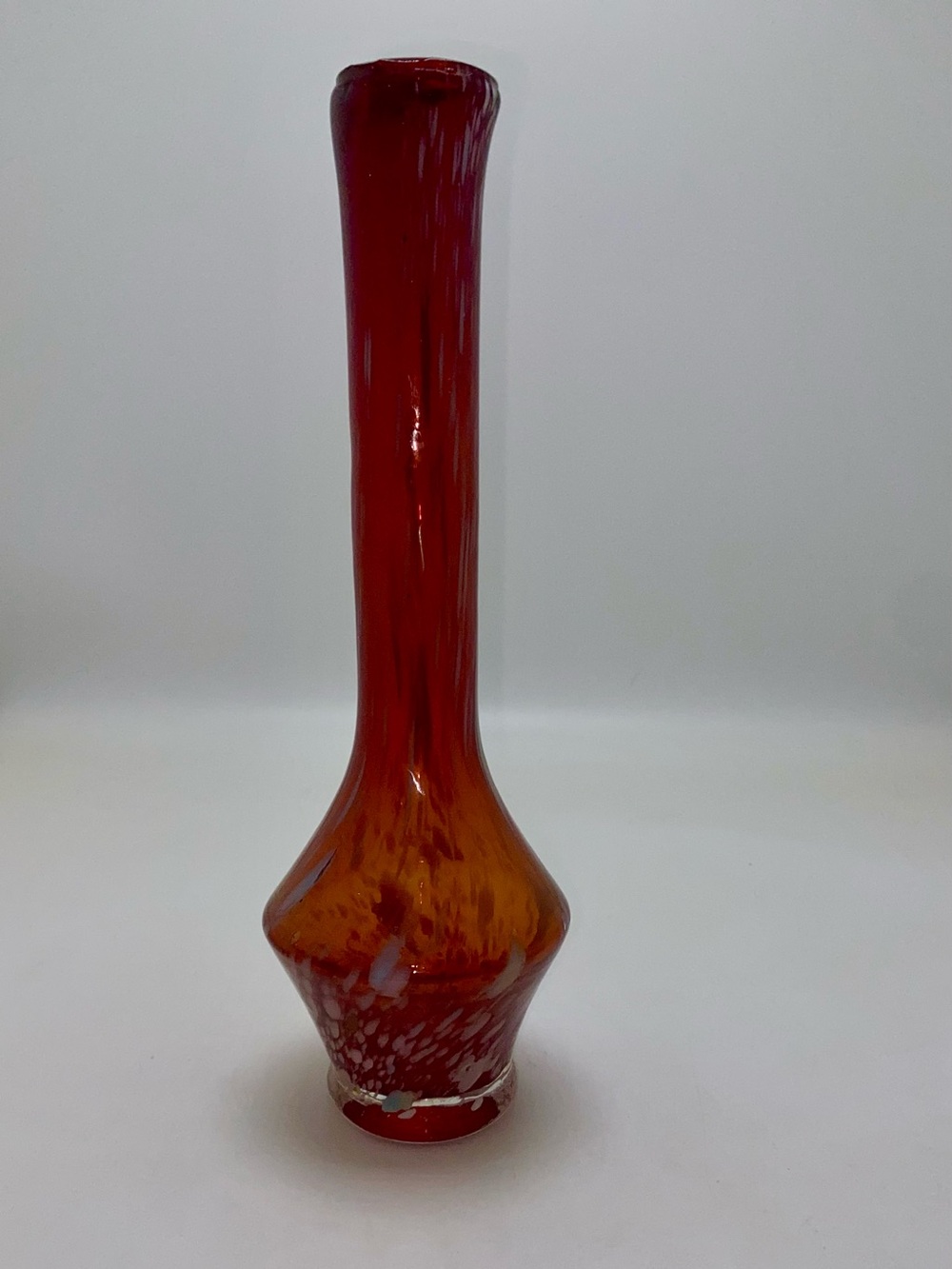 Hand Blown Amber Glass Bud Vase With Infused Multicolor Confetti
